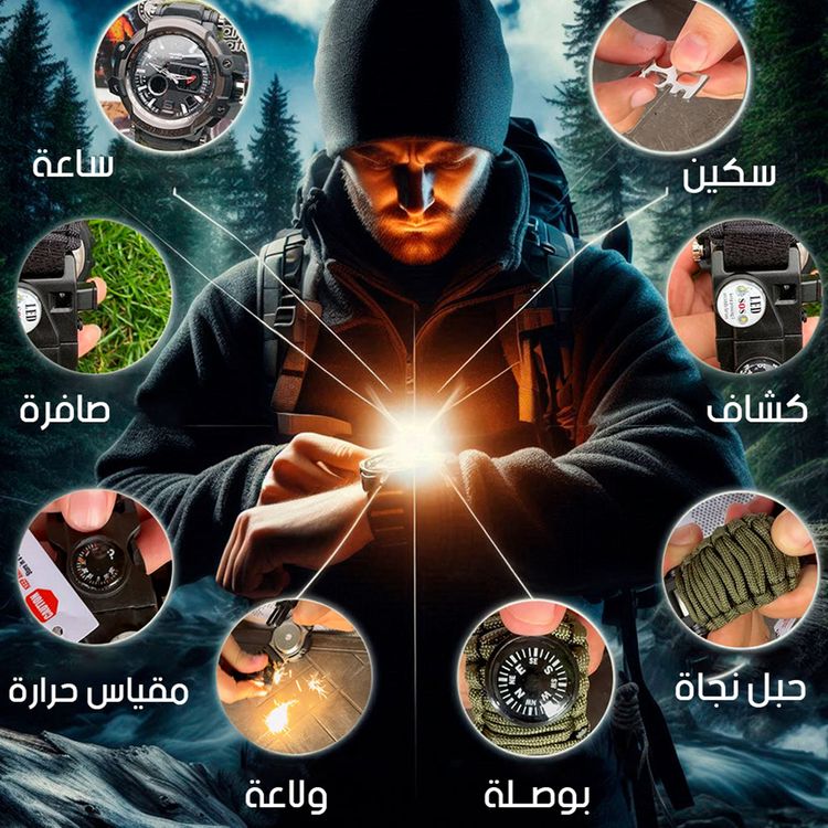 ساعة القوات الخاصة السرية مع عدة كاملة للنجاة
